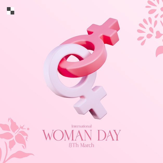 PSD plantilla de publicación de instagram de banner del día de la mujer 3d