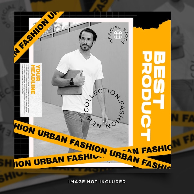 Plantilla de publicación de Instagram de banner de moda urbana Streetwear