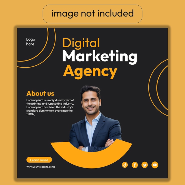 Plantilla de publicación de instagram y banner de redes sociales de agencia de marketing digital