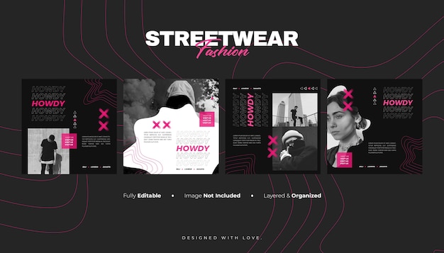 Plantilla de publicación de Instagram y banner de redes sociales de moda streetwear