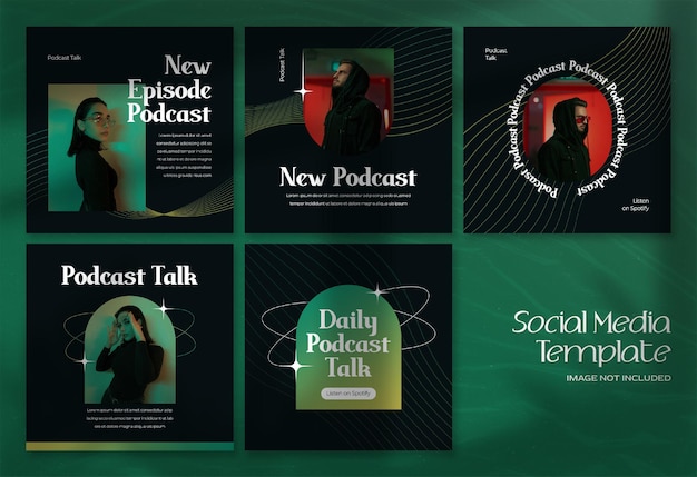 Plantilla de publicación de instagram y banner de redes sociales de podcast moderno