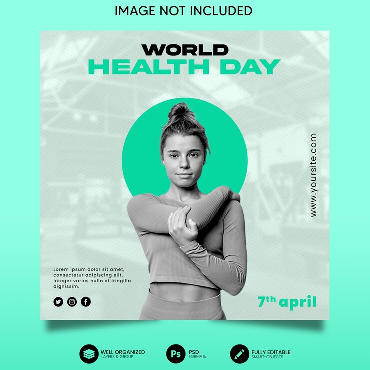 Plantilla de publicación de Instagram de celebraciones del día mundial de la salud