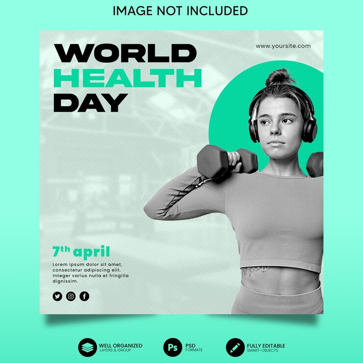 Plantilla de publicación de Instagram de celebraciones del día mundial de la salud