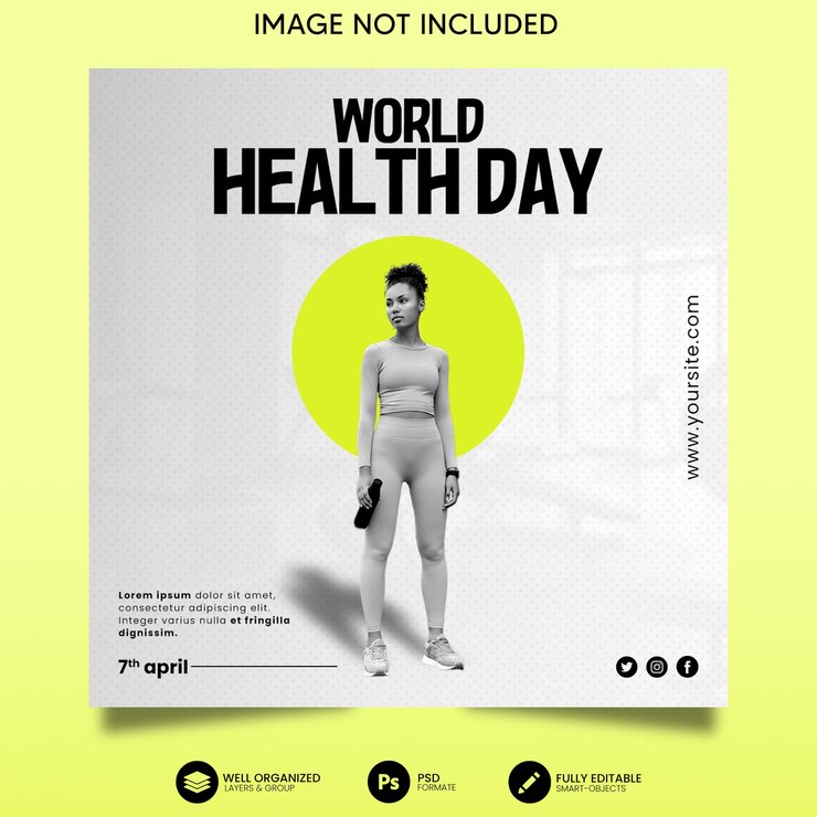 Plantilla de publicación de Instagram de celebraciones del día mundial de la salud