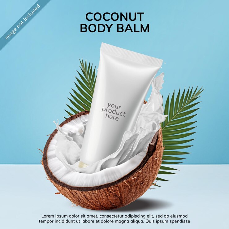 PSD plantilla de publicación de instagram cosmética de bálsamo corporal de coco