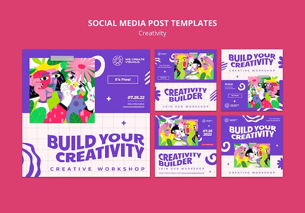 PSD plantilla de publicación de instagram de creatividad de diseño plano