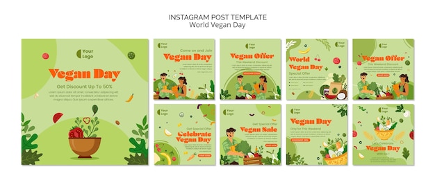 PSD plantilla de publicación de instagram del día mundial vegano