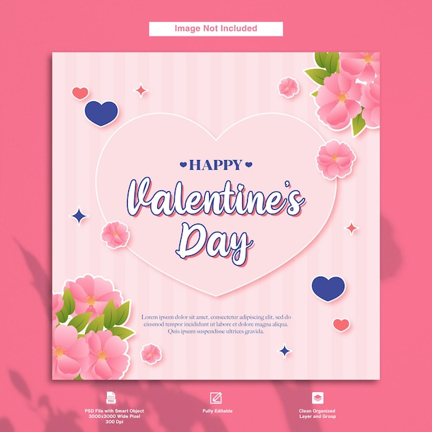 Plantilla de publicación de Instagram de diseño minimalista elegante de tarjeta de felicitación de San Valentín