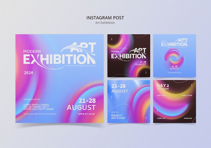 PSD plantilla de publicación de instagram de exhibición de arte
