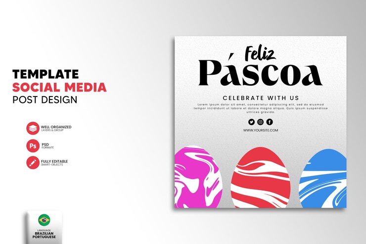 Plantilla de publicación de Instagram de felices pascuas