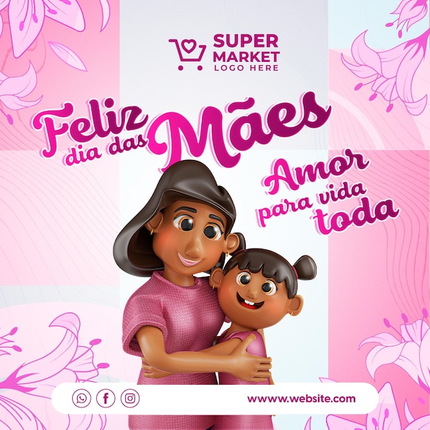 Plantilla de publicación de instagram de feliz día de la madre PSD Premium