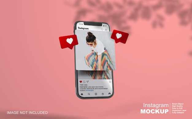 Plantilla de publicación de instagram en maqueta de teléfono móvil