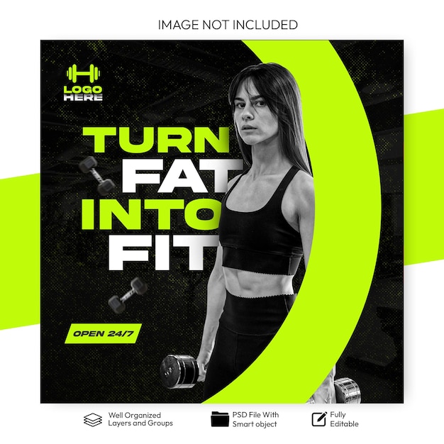 plantilla de publicación de Instagram para medios sociales de gimnasio y fitness