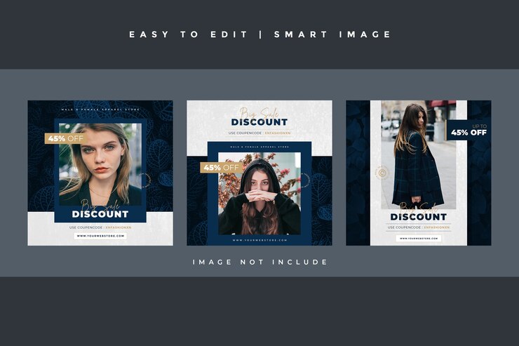 PSD plantilla de publicación de instagram de moda azul oscuro