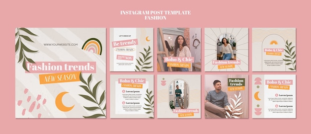 Plantilla de publicación de instagram de moda de diseño plano