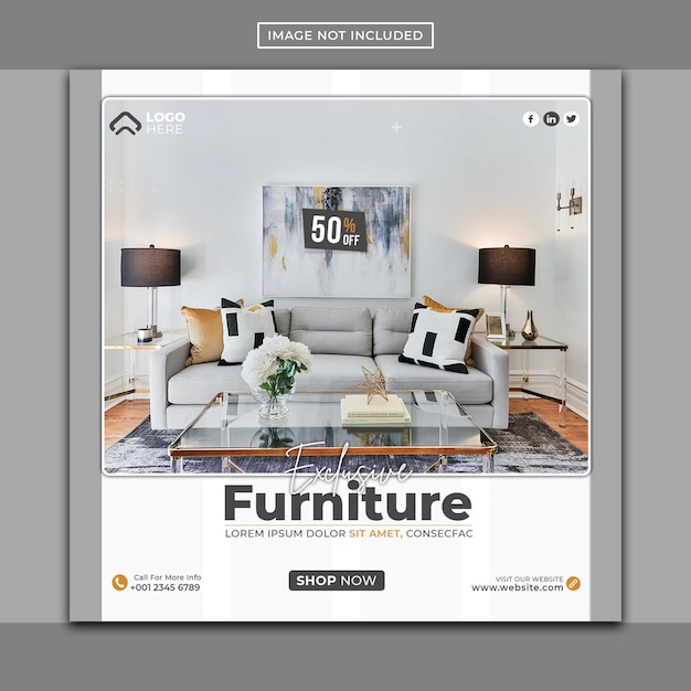 Plantilla de publicación de instagram o redes sociales de venta de muebles exclusiva PSD