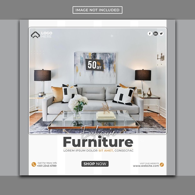 PSD plantilla de publicación de instagram o redes sociales de venta de muebles exclusiva psd