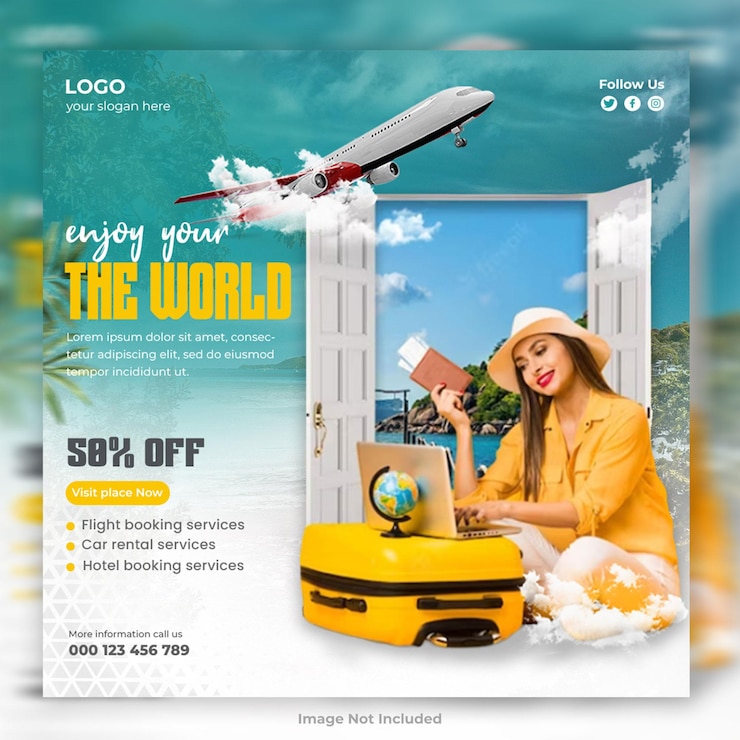 PSD plantilla de publicación de instagram o de redes sociales para viajes y giras
