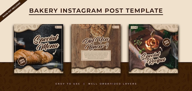 PSD plantilla de publicación de instagram de panadería