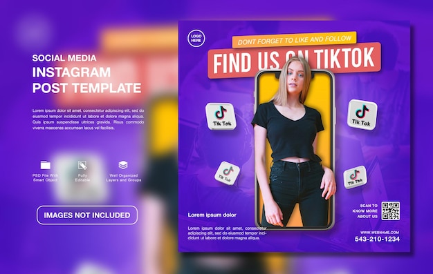 Plantilla de publicación de instagram de promoción de canal de Tiktok creativo