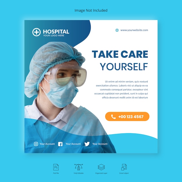 Plantilla de publicación de instagram de redes sociales de banner de salud médica