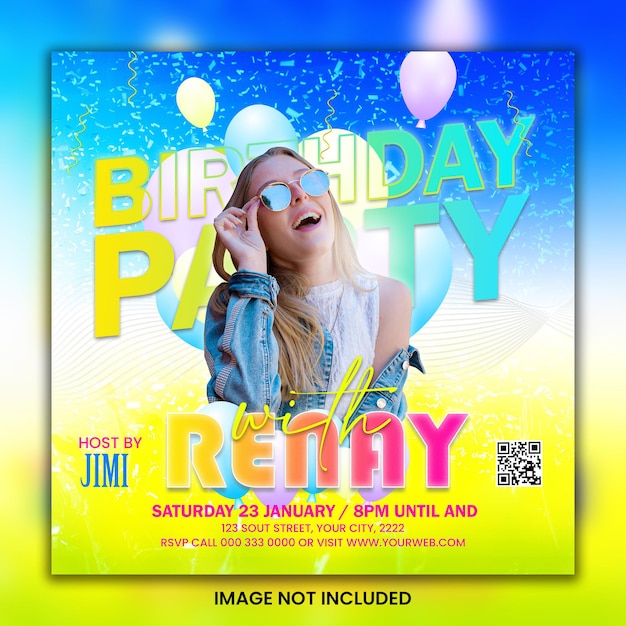 Plantilla de publicación de instagram de redes sociales de dj flyer