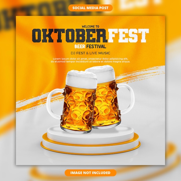 PSD plantilla de publicación de instagram y redes sociales del festival de la cerveza oktoberfest