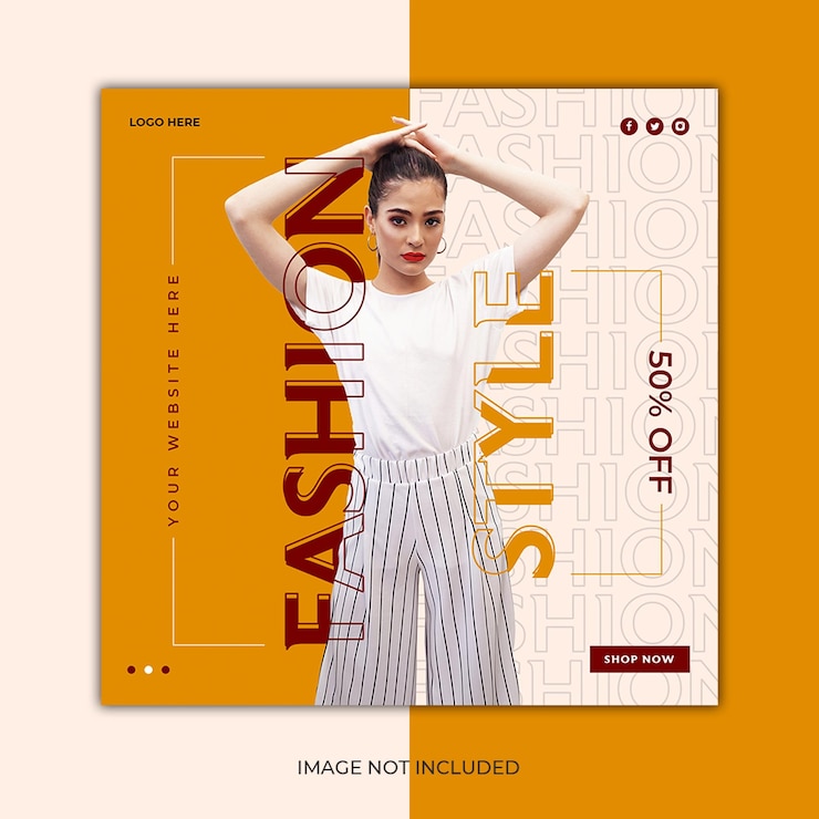 PSD plantilla de publicación de instagram de redes sociales de moda de diseño plano psd