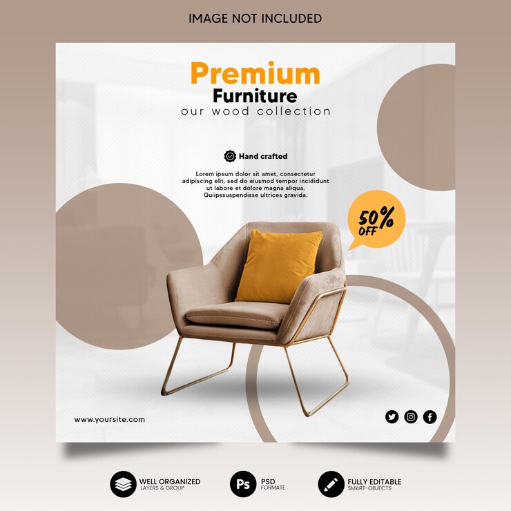Plantilla de publicación de Instagram y redes sociales de venta de muebles