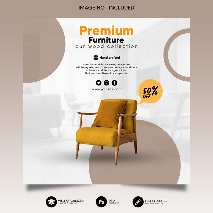 Plantilla de publicación de Instagram y redes sociales de venta de muebles