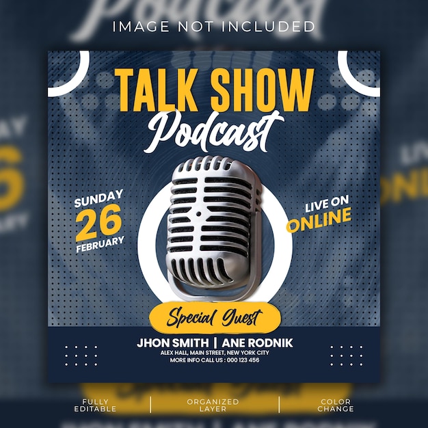 plantilla de publicación de instagram de redes sociales de volante de podcast
