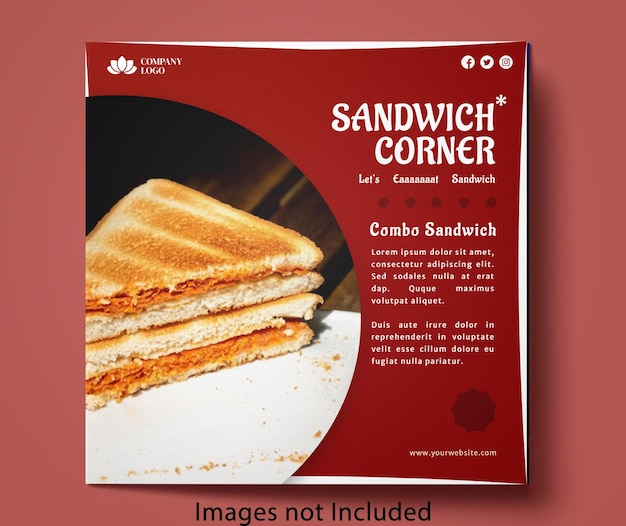 Plantilla de publicación de instagram de restaurante de sándwiches