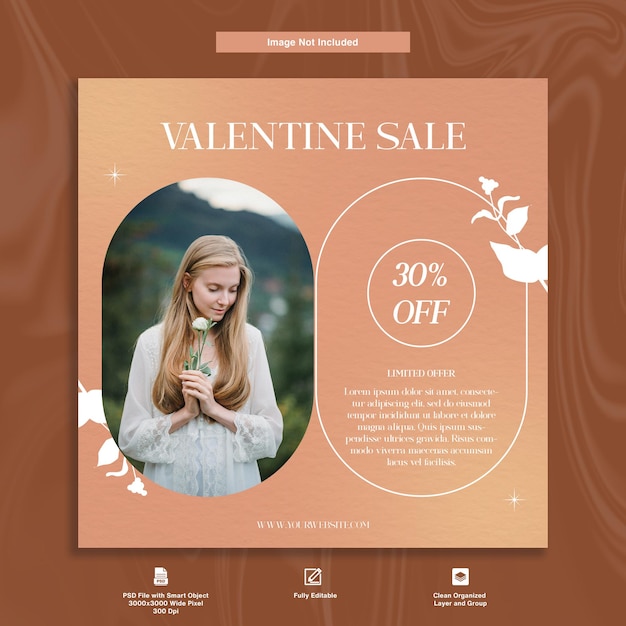 Plantilla de publicación de Instagram de tema elegante minimalista de oferta limitada de venta de San Valentín