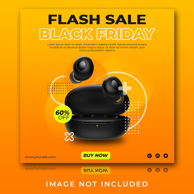 Plantilla de publicación de Instagram de venta flash de auriculares o auriculares