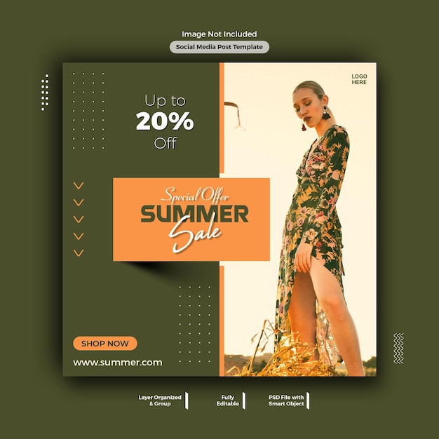 Plantilla de publicación de instagram de venta de moda de verano