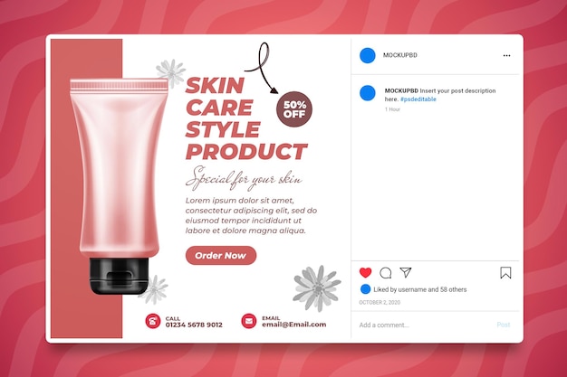 Plantilla de publicación de marca cosmética psd