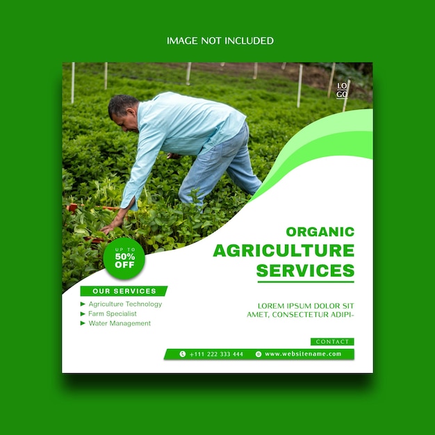 Plantilla de publicación de medios sociales para la agricultura orgánica