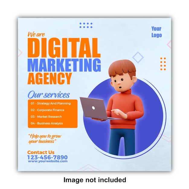 Plantilla de publicación de medios sociales de marketing digital