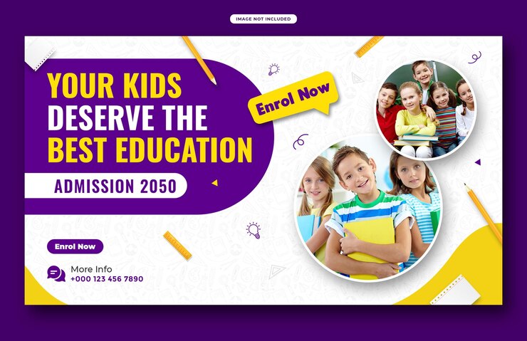 plantilla de publicación o banner de redes sociales para la admisión a la escuela plantilla de banner web de Square
