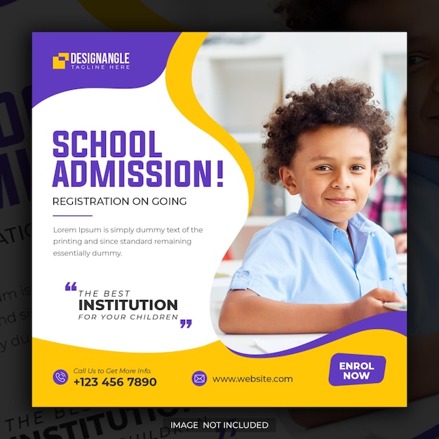 Plantilla de publicación de redes sociales de admisión a la escuela