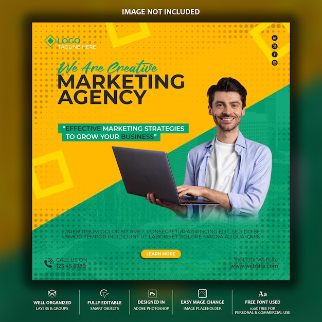 Plantilla de publicación de redes sociales de agencia de marketing creativo