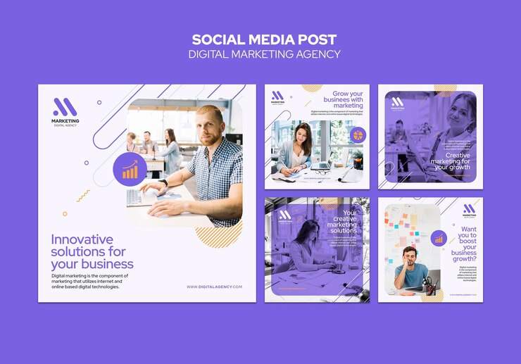 PSD plantilla de publicación de redes sociales de agencia de marketing digital