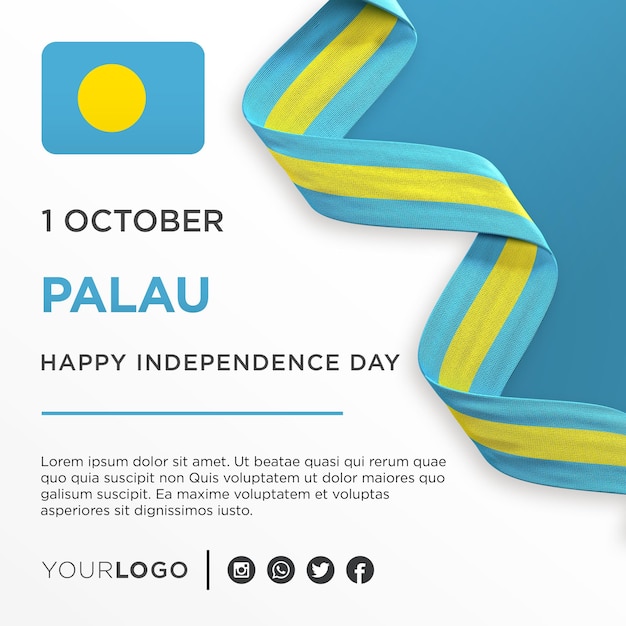 PSD plantilla de publicación en redes sociales del aniversario nacional del banner de celebración del día de la independencia nacional de palau