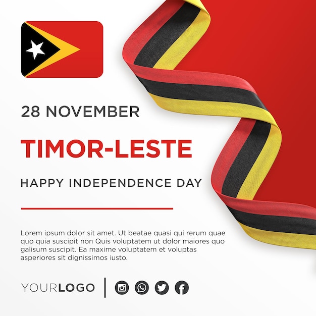 PSD plantilla de publicación en redes sociales del aniversario nacional del banner de celebración del día de la independencia nacional de timor oriental