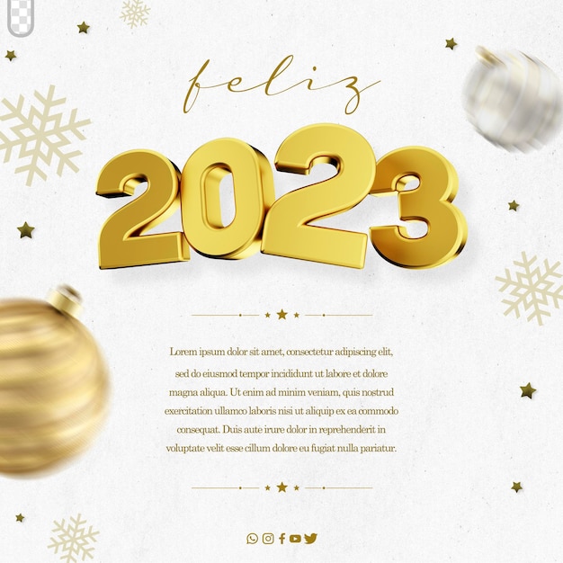 Plantilla publicación en redes sociales año nuevo 2023 ano novo en brasil