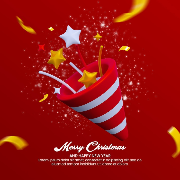 PSD plantilla de publicación de redes sociales de banner de feliz navidad y feliz año nuevo