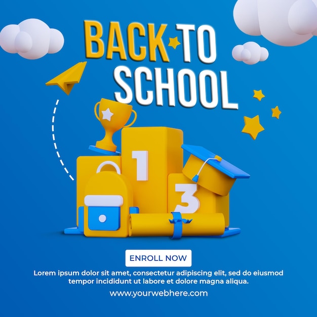 plantilla de publicación de redes sociales de banner de regreso a la escuela