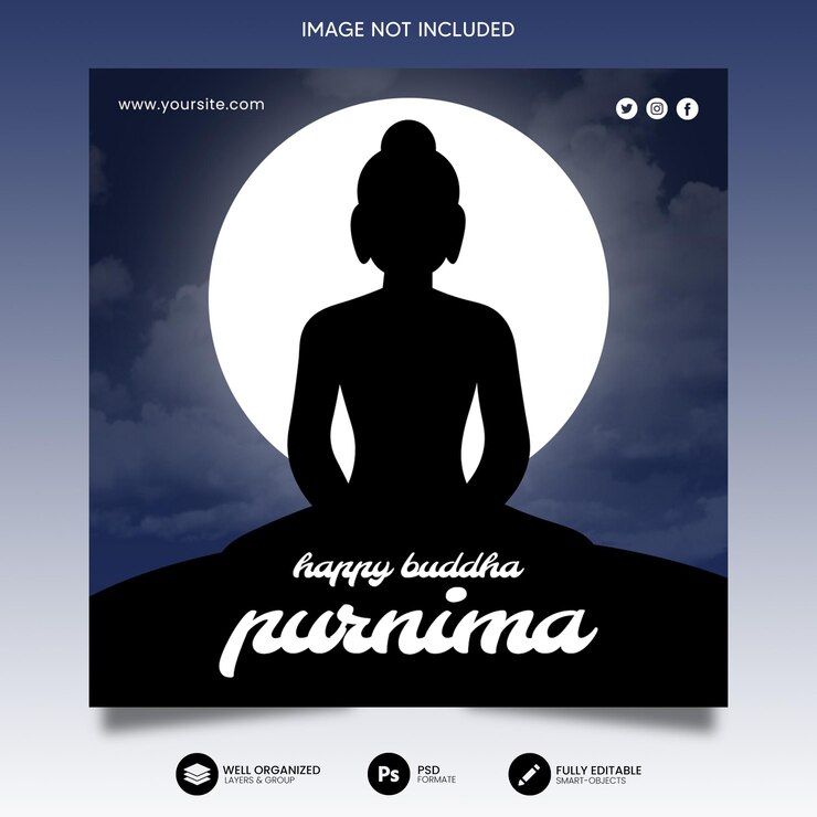 Plantilla de publicación de redes sociales de Buda Purnima