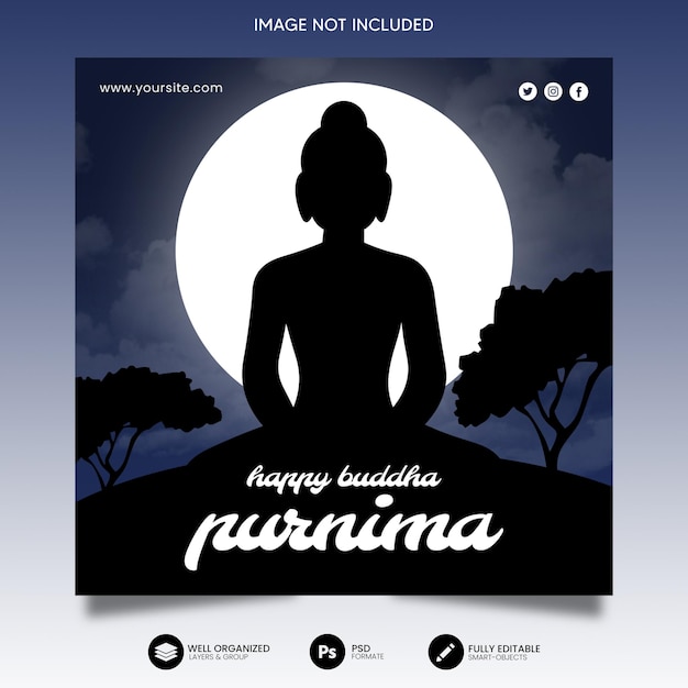 Plantilla de publicación de redes sociales de buda purnima