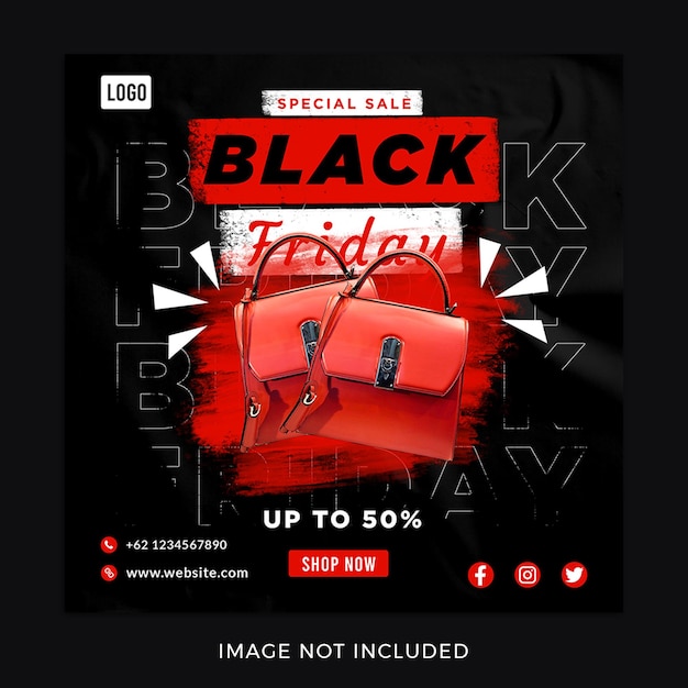 PSD plantilla de publicación de redes sociales de cartel promocional de viernes negro